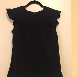Navy J.Crew Ruffle Sleeve Top